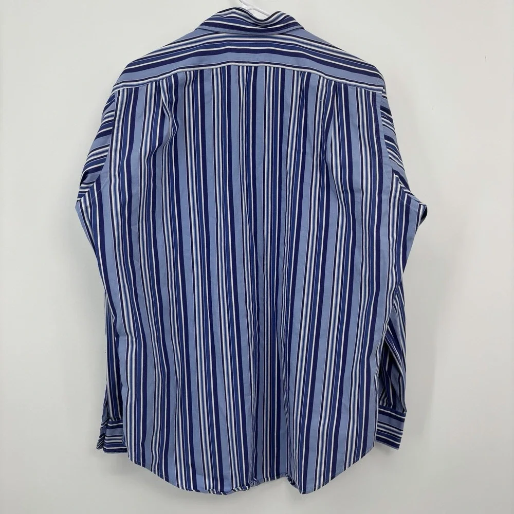 Polo Ralph Lauren Long Sleeve Dress Shirt Men's Size Medium Blue Striped
